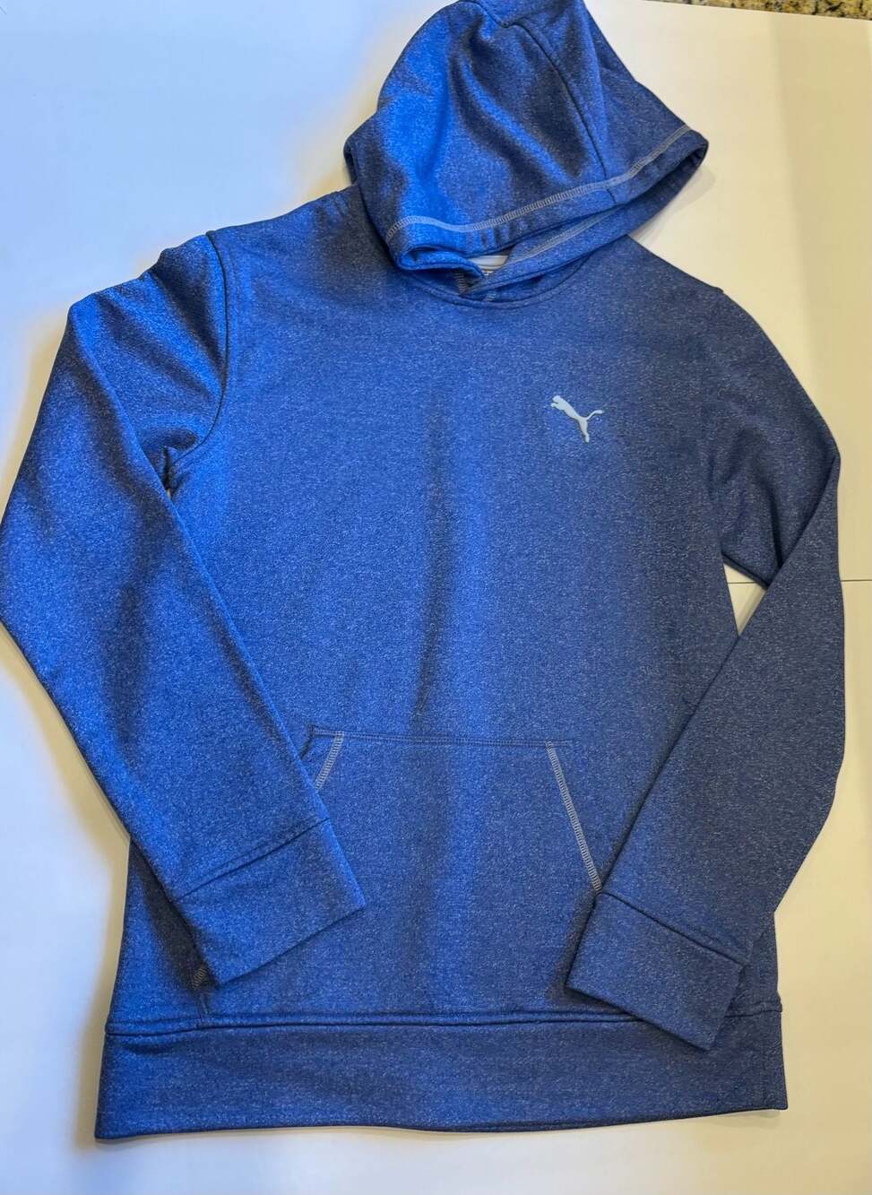 Puma Boys' Blue Heathered Performance Hoodie Size L (14-16)
